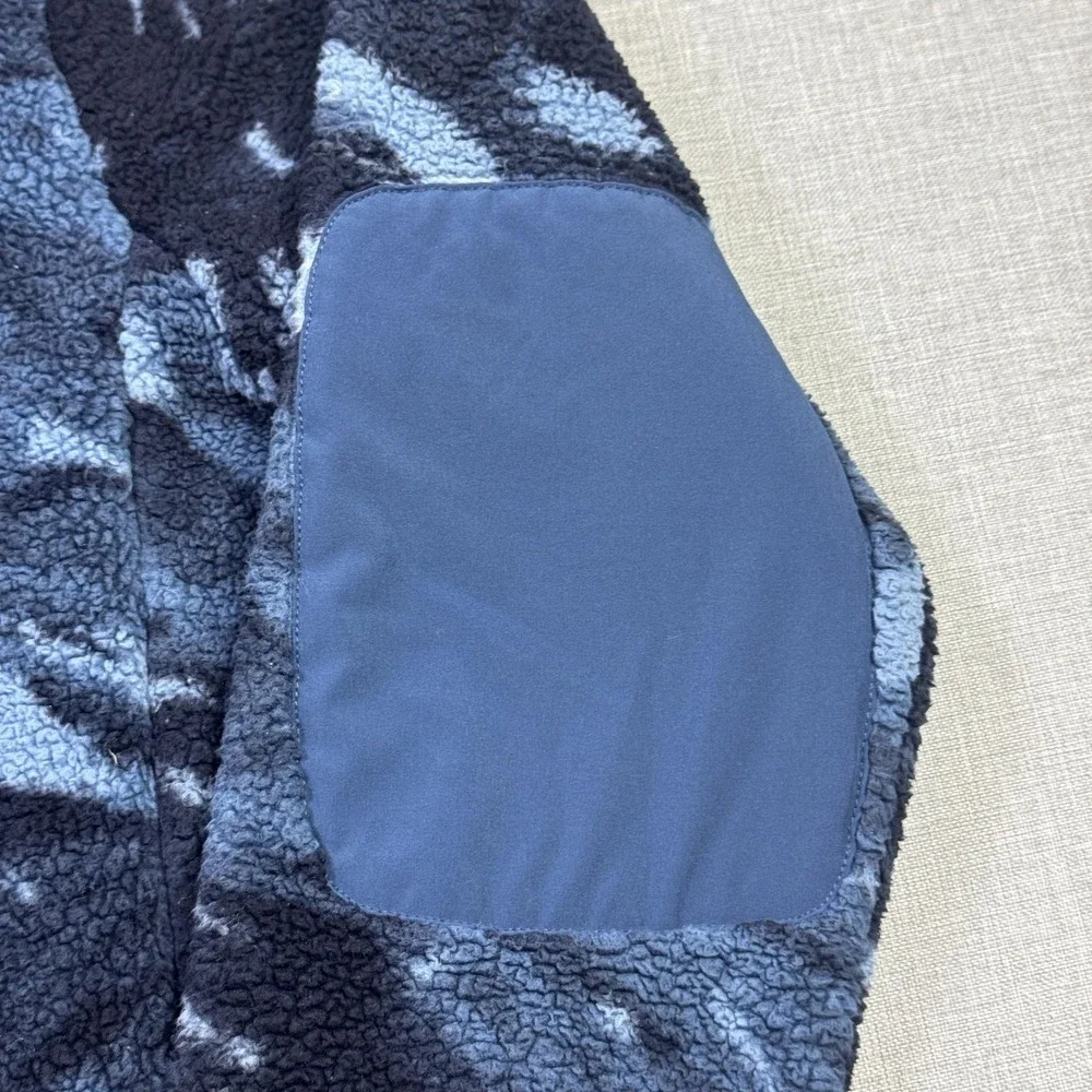 The North Face Hoodie Mens Small Blue Camouflage Pullover 1/4 Zip Hooded Pockets
